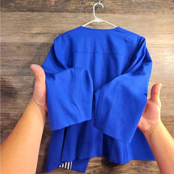 Chico's Royal Blue Blazer with Black Zipper Accents - Picture 2 of 7